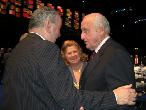 Time to say goodbye: Don Julio Grondona, Señora Grondona, Jean-Marie Faustin Godefroid de Havelange.