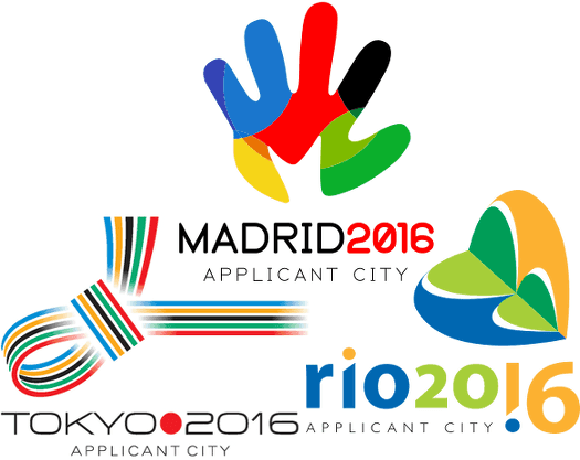 2016 Applicant City Logos der Bewerbungen aus Madrid, Rio und Tokio