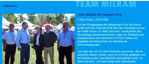 Team MILRAM freut sich auf der Königsetappe der Tour über die Unterstützung durch die Politik