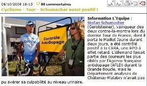 screenshot lequipe: "Schumacher aussi positif!"