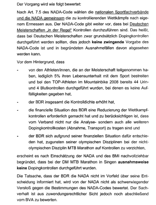 BDR-Argumente für Verzicht auf Doping-Kontrollen bei den Mountainbike-Meisterschaften