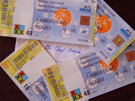 4 Tickets für die WM '98, mit besten Grüßen von Mr Chet Greene