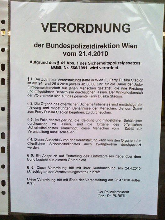 VERORDNUNG der Bundespolizeidirektion Wien vom 21.4.2010