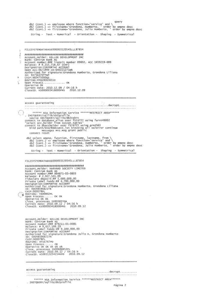 Grondona Accounts, Kontoauszug #05