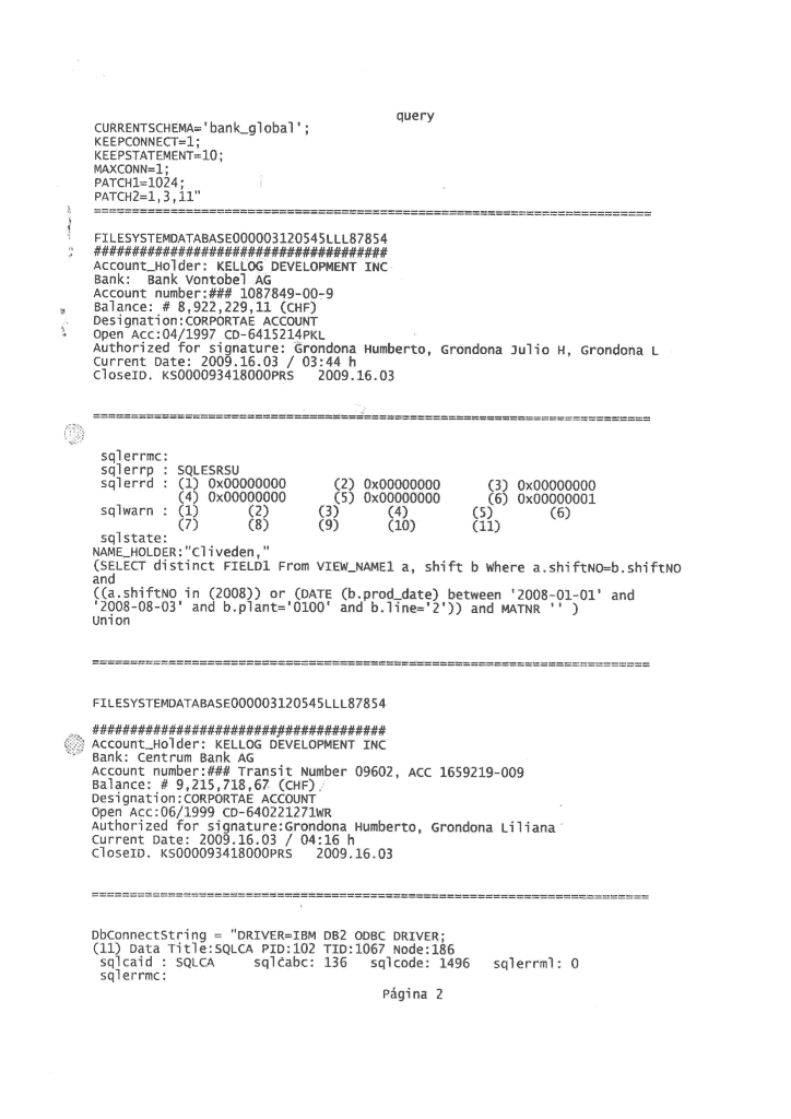 Grondona Accounts, Kontoauszug #08