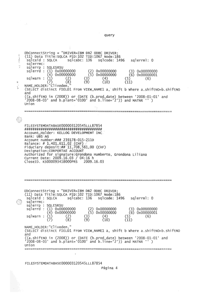 Grondona Accounts, Kontoauszug #10