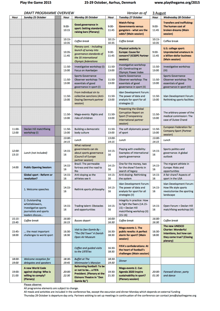 Play The Game 2015 - Preliminary Programme PTG2015