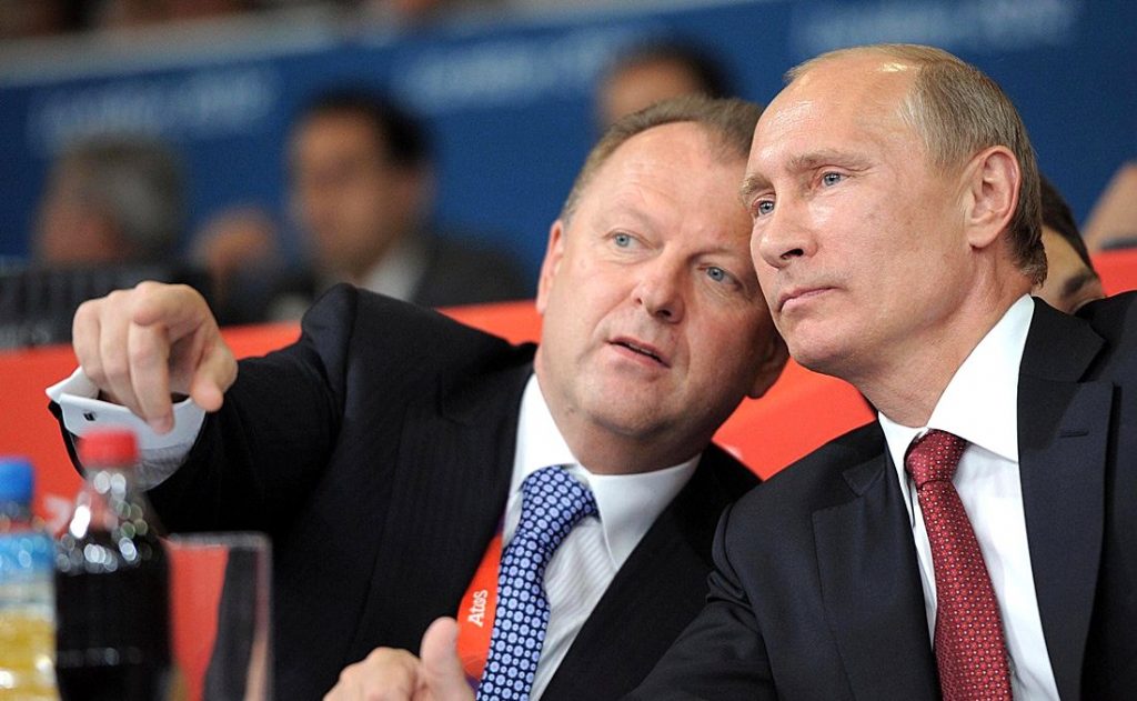 IJF-Präsident Marius Vizer und sein Ehrenpräsident Wladimir Putin während der Judo-Wettbewerbe in London. Am ersten Tag der Spiele von Rio holt Russland Gold im Judo. (Foto: President of Russia)