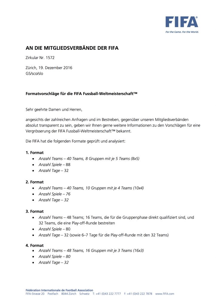 Zirkularschreiben 1572 an die 211 FIFA-Nationalverbände, S. 1